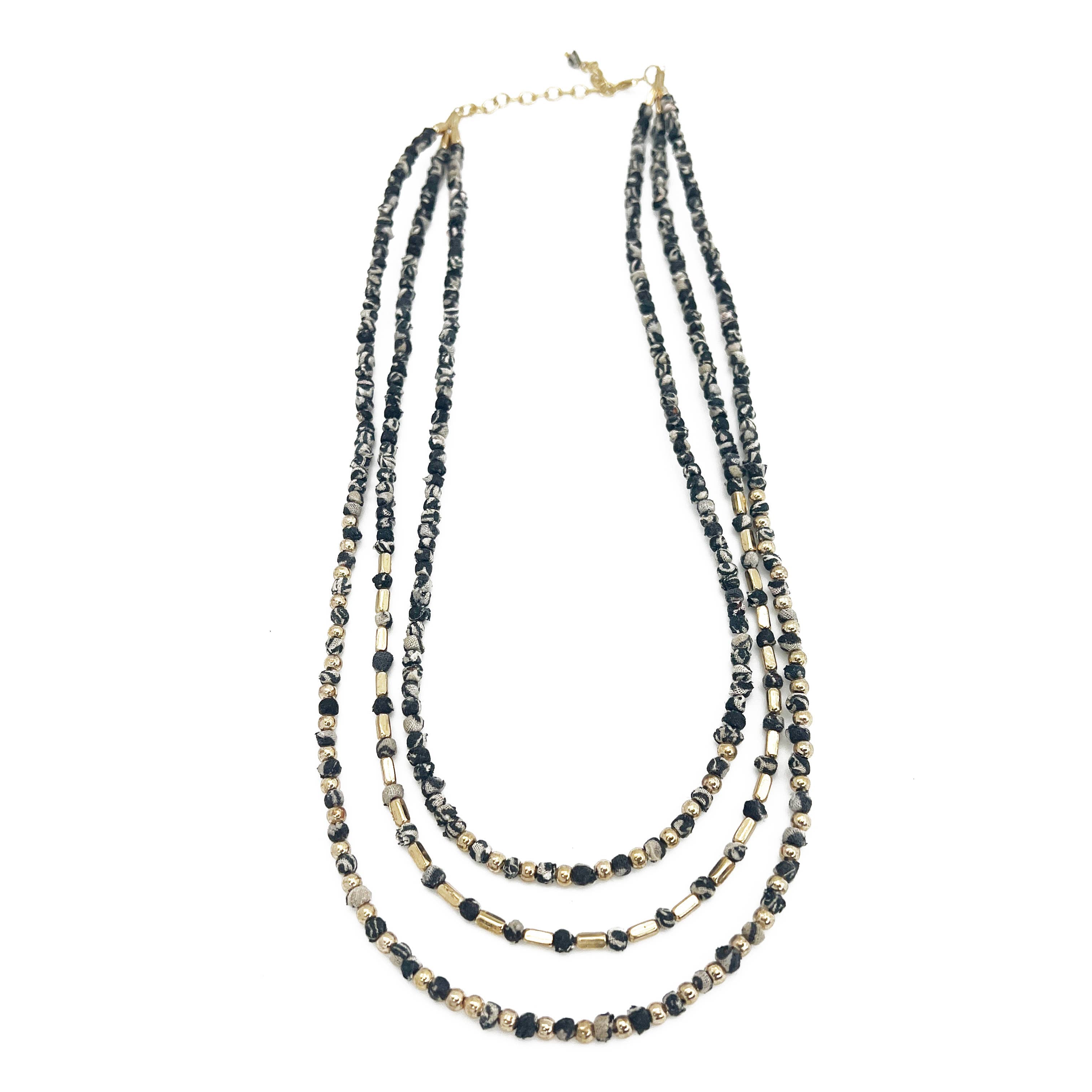 Aasha Glimmer Monochrome Kantha Layered Necklace