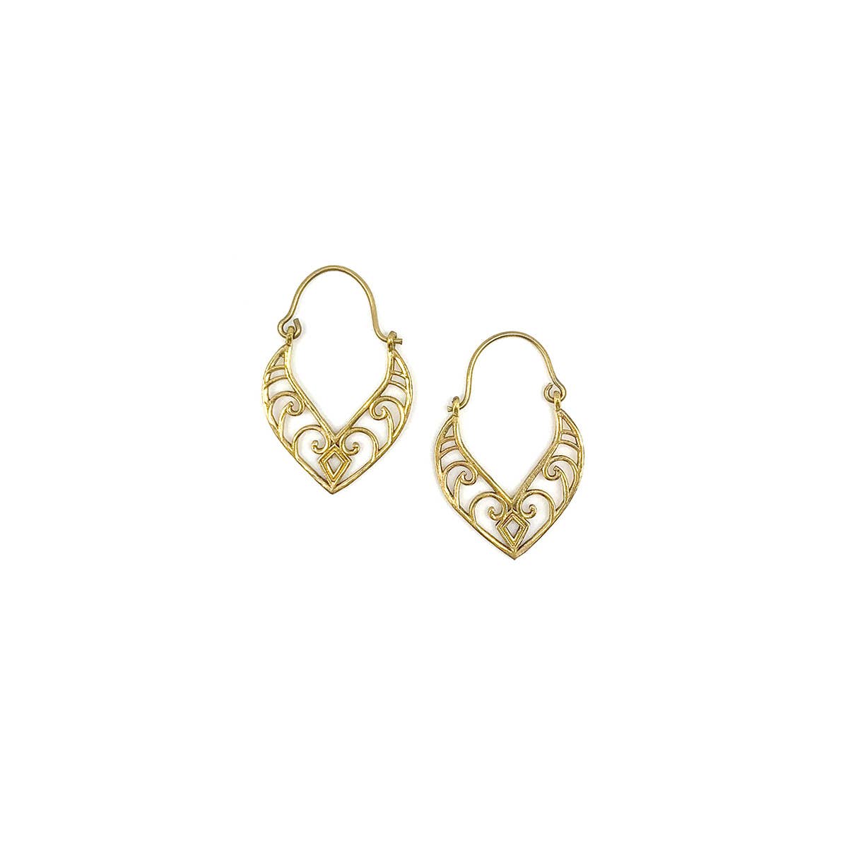Tanvi Curled Lines Open Frame Pointed Edge Hinged Earrings