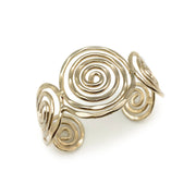 Gold Plated Adjustable Cuff Bracelet - Spiral Circles