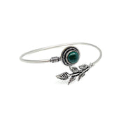 Tanvi Collection Bangle Bracelet - Silver with Malachite