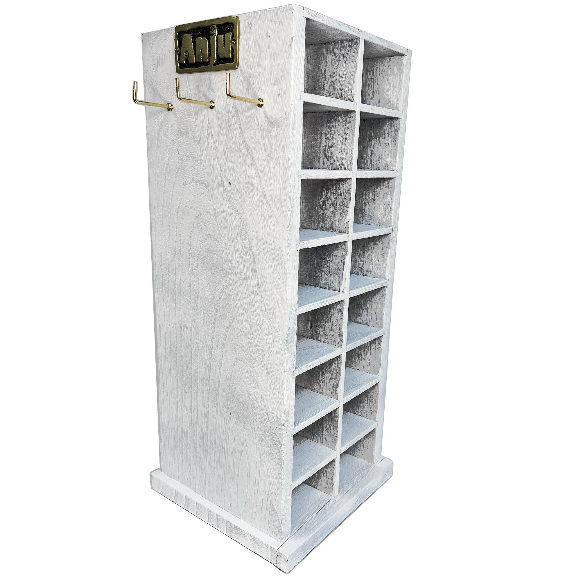 White All-In-One Four Sided Wooden Spinner Display