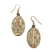 Brass Patina Earrings - Cream With Twisted Metal