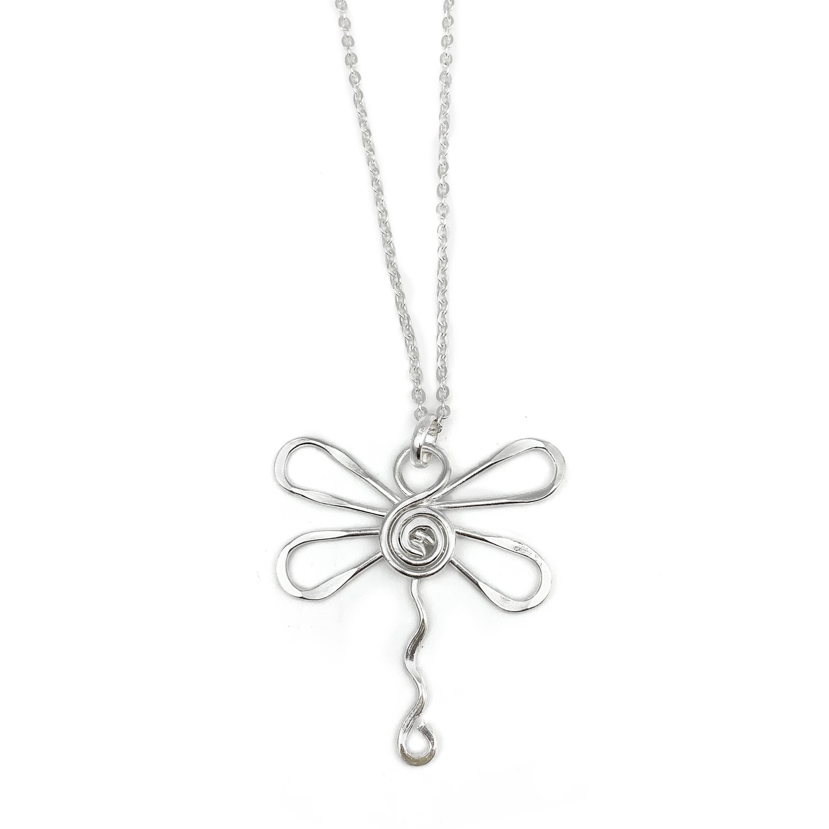 Silver Plated Pendant Necklace - Dragonfly