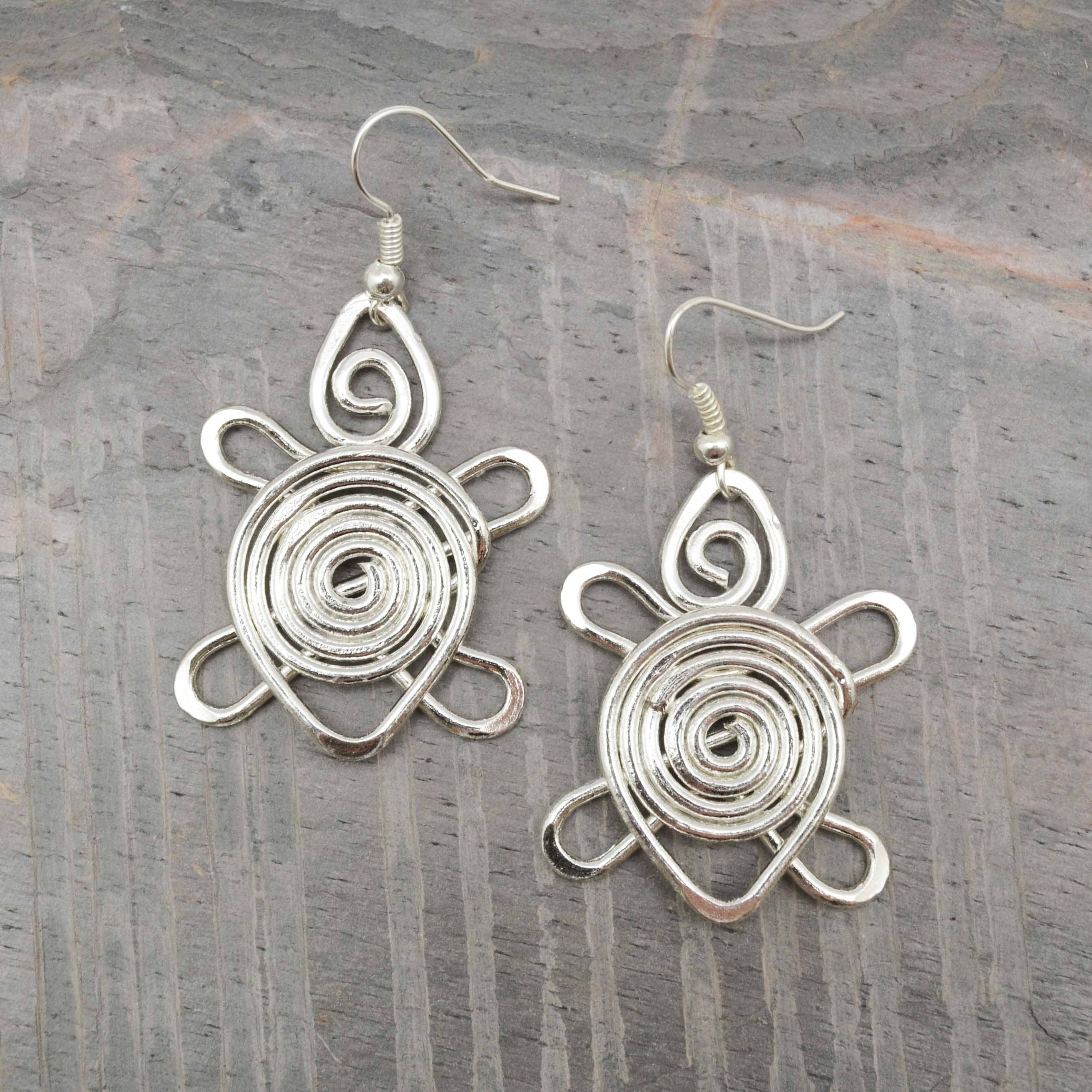 Silver Plated Earrings - Turtle