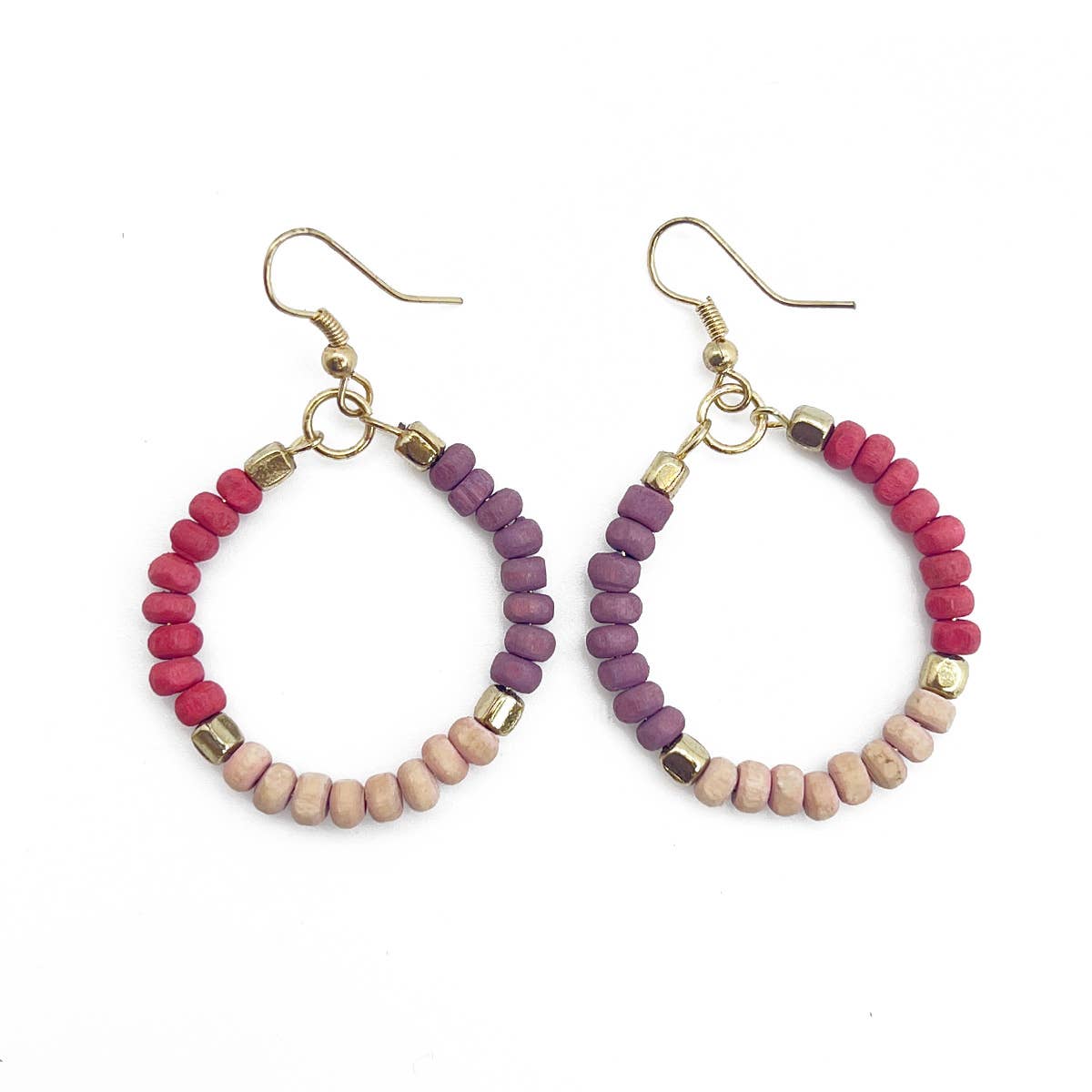 Prismatic Hues Hoop Earrings - Red, Purple, Peach