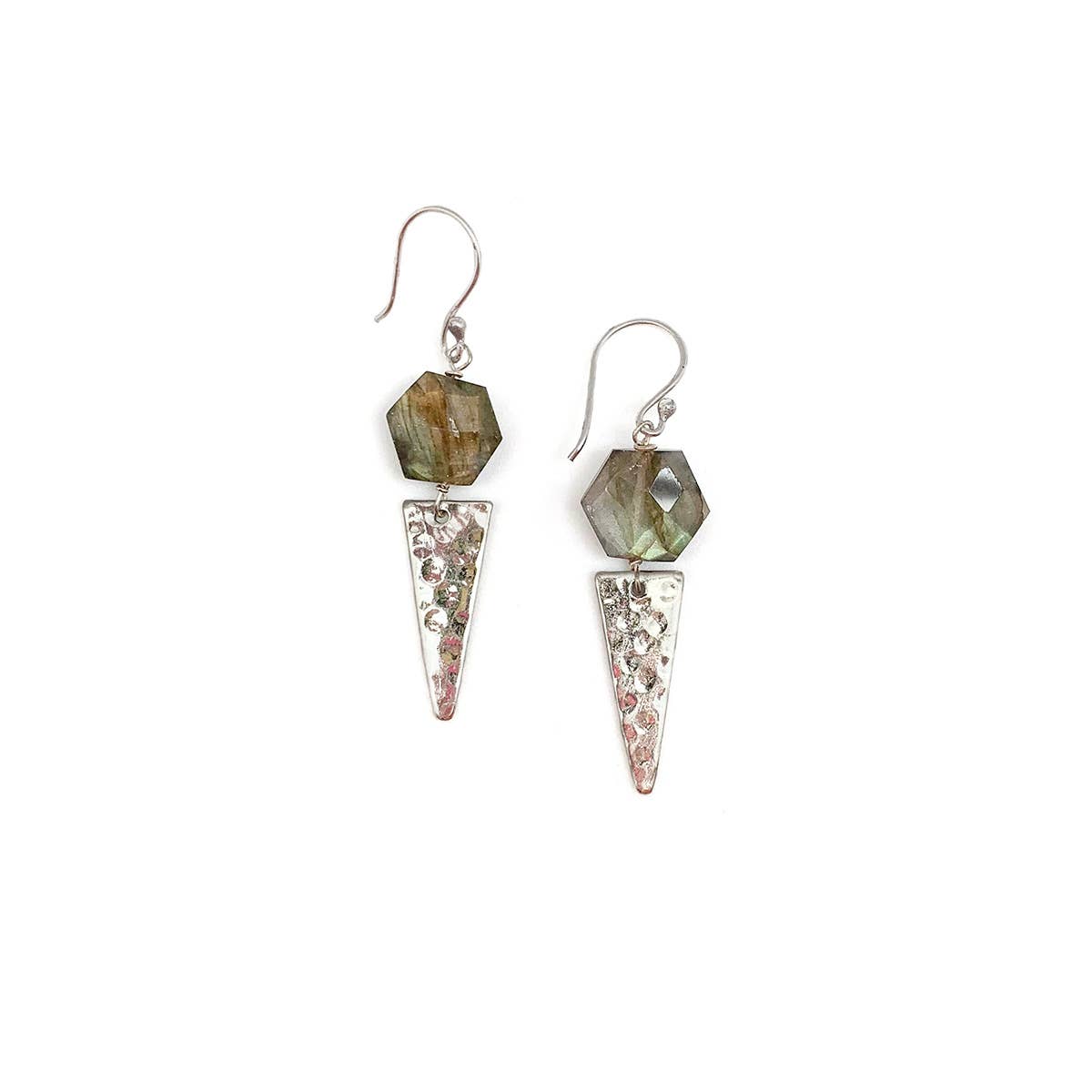 Akriti Silver and Medium Faceted Labradorite Earrings