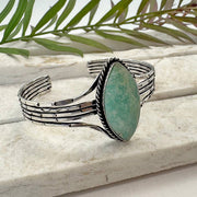 Handcrafted Kashi Semiprecious Stone Cuff - Amazonite