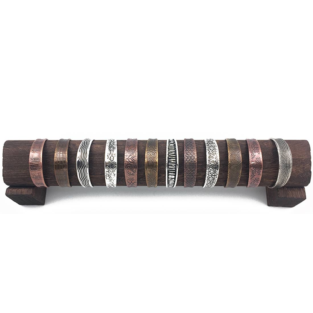 Banjara 12 Narrow Etched Metal Cuffs Prepack with Display