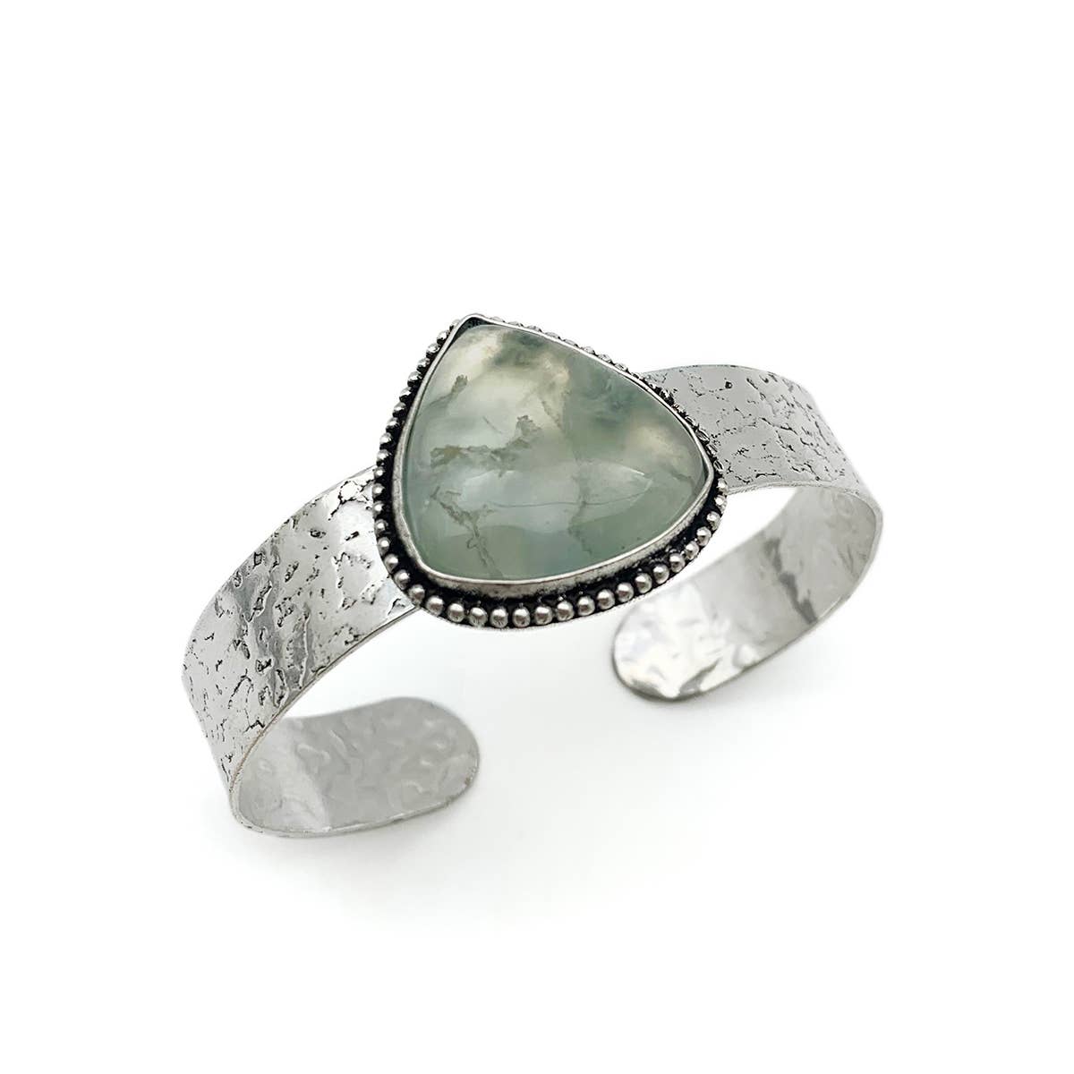 Handcrafted Kashi Semiprecious Stone Cuff - Prehnite