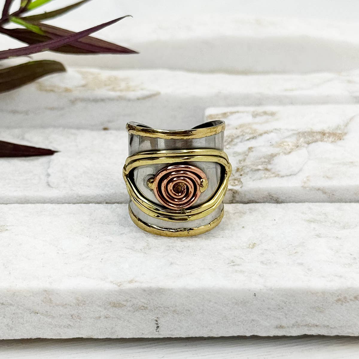 Handcrafted Mixed Metal Eyes Ring