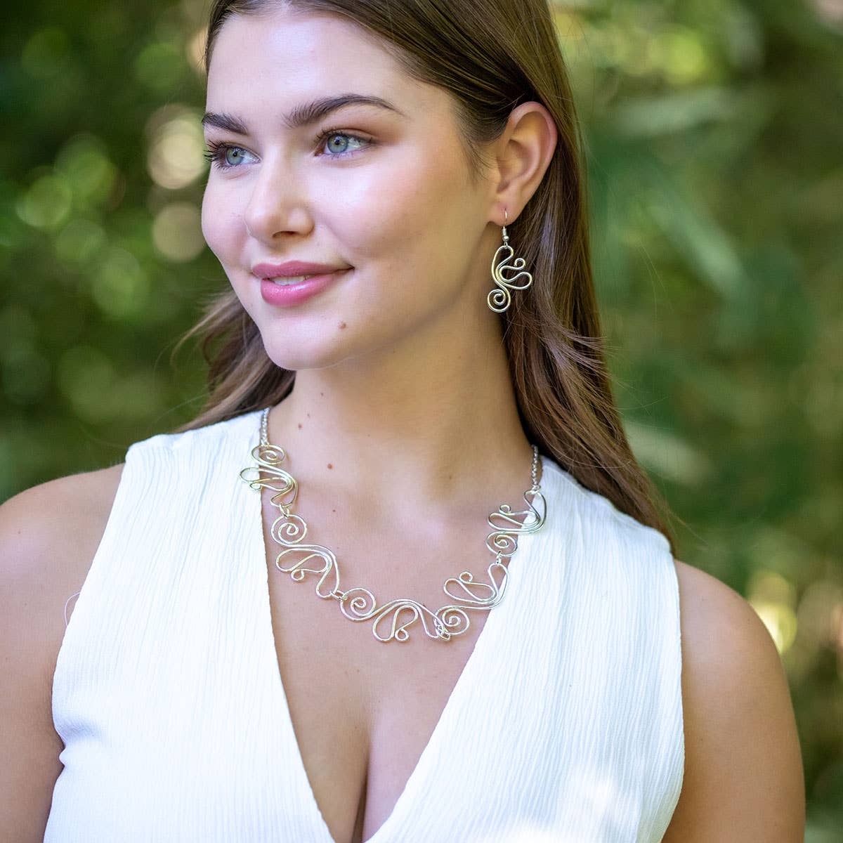 Handcrafted Whimsical Swirl Silver Earrings