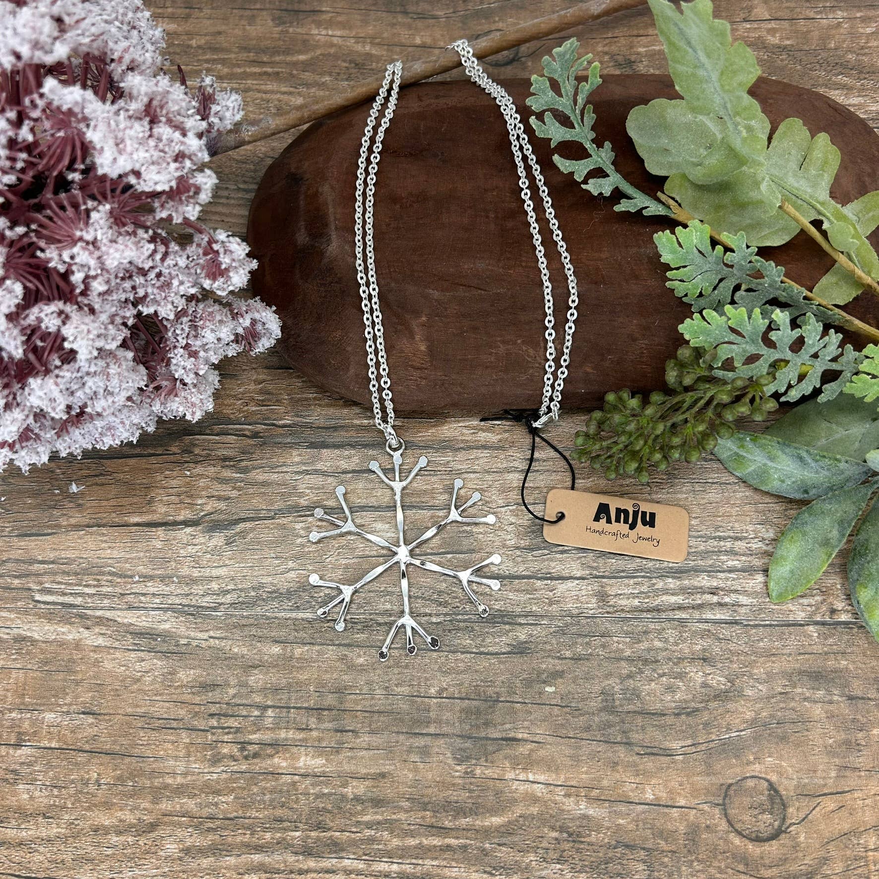 Silver Plated Pendant Necklace - Snowflake