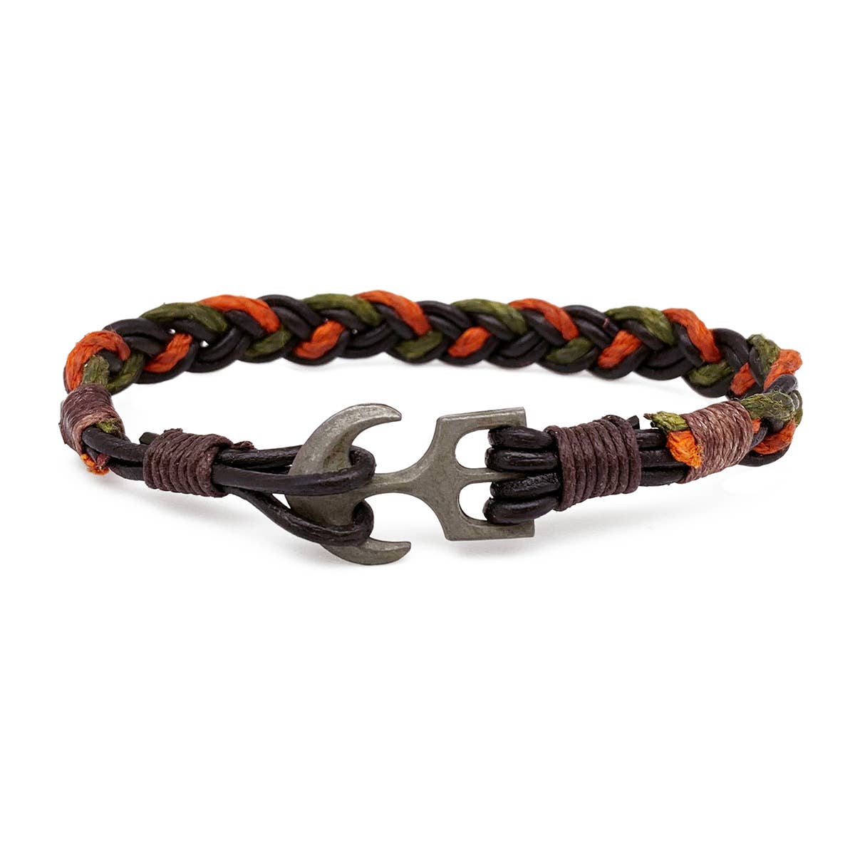Aadi Green and Orange Braid Anchor Clasp Men's Bracelet