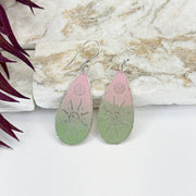 Handcrafted Green & Pink Sun Patina Earrings
