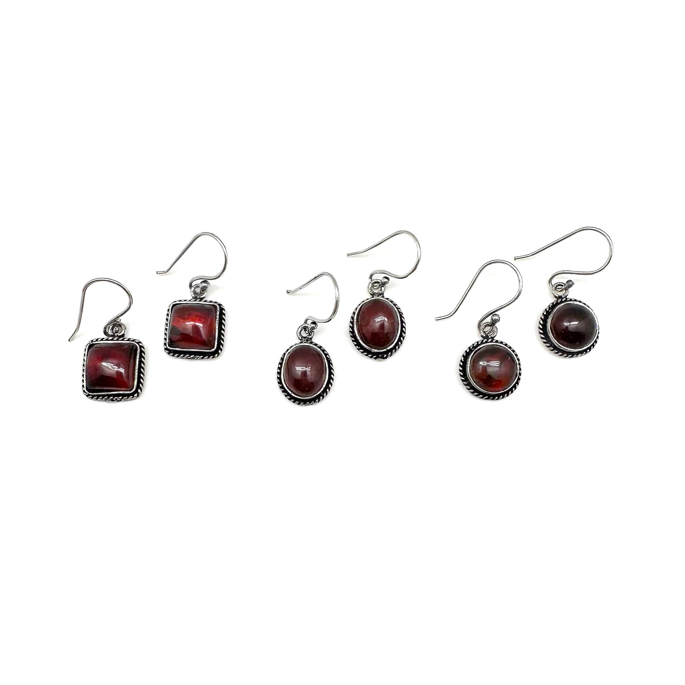 Handcrafted Semiprecious Small Stone Earrings - Garnet