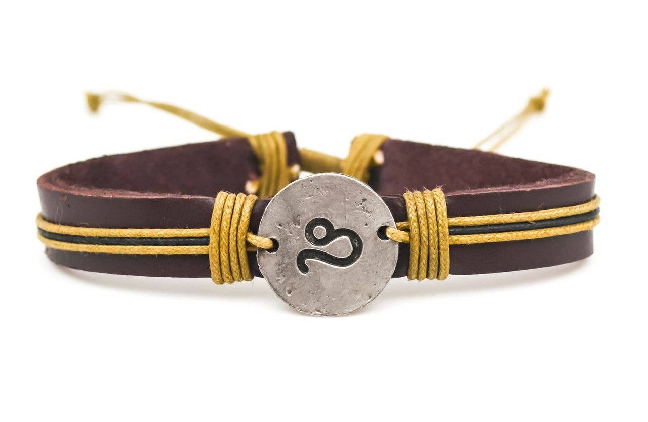 Zodiac Pewter Leo Glyph Bracelet