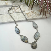 Handcrafted Semiprecious Stone Bib Necklace - Dendritic Opal