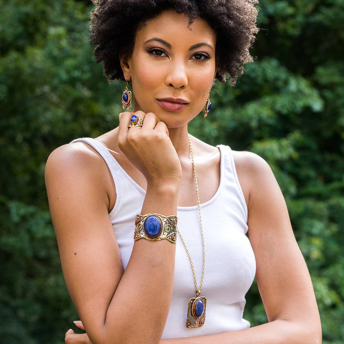 Mixed Metal and Semiprecious Stone Ring