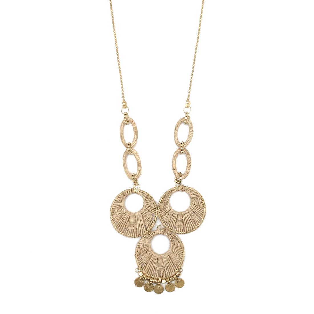 Sachi Bohemian Neutrals Collection Necklace - 3 Jute Rings