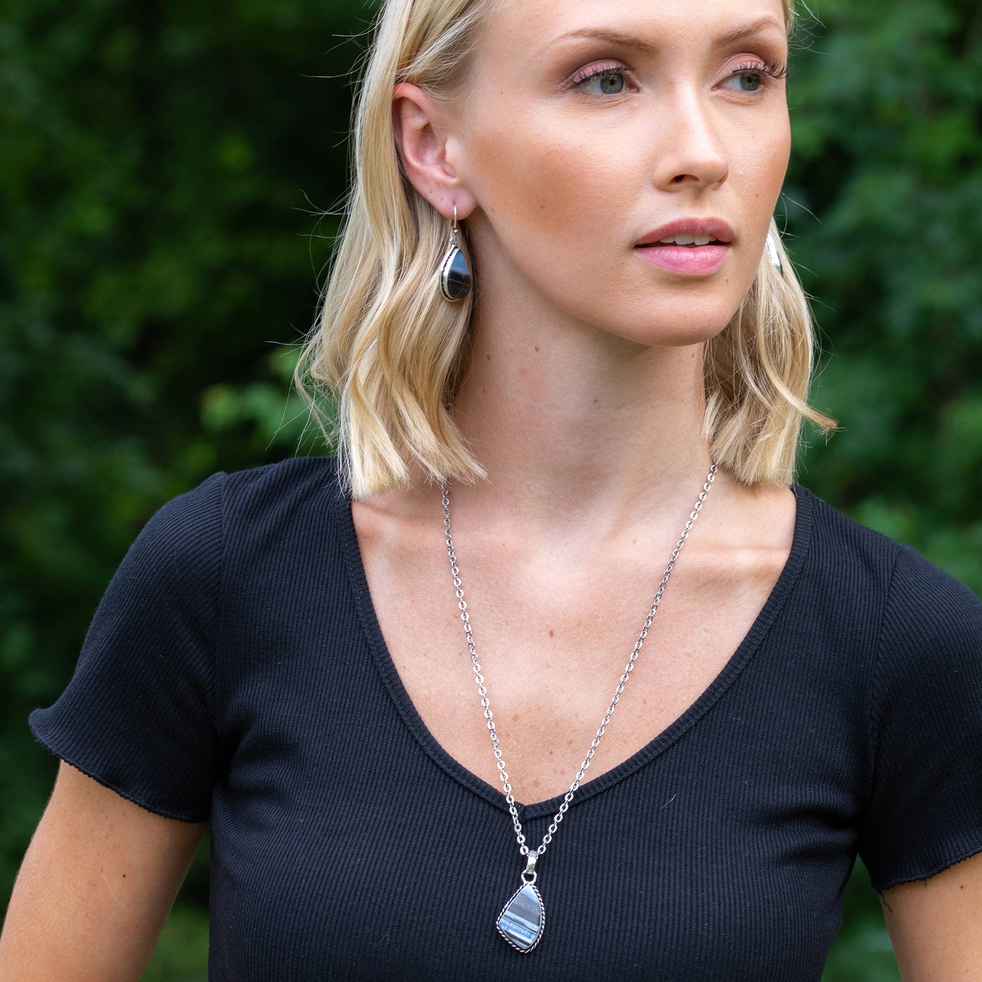 Handcrafted Kashi Semiprecious Stone Necklace - Blue Opal