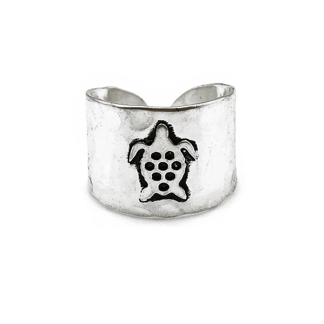Silver Plated Adjustable Cuff Ring - Turtle