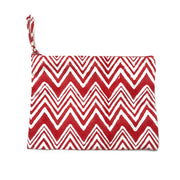 Block-Printed Canvas Zipper Pouch Chevron Delight