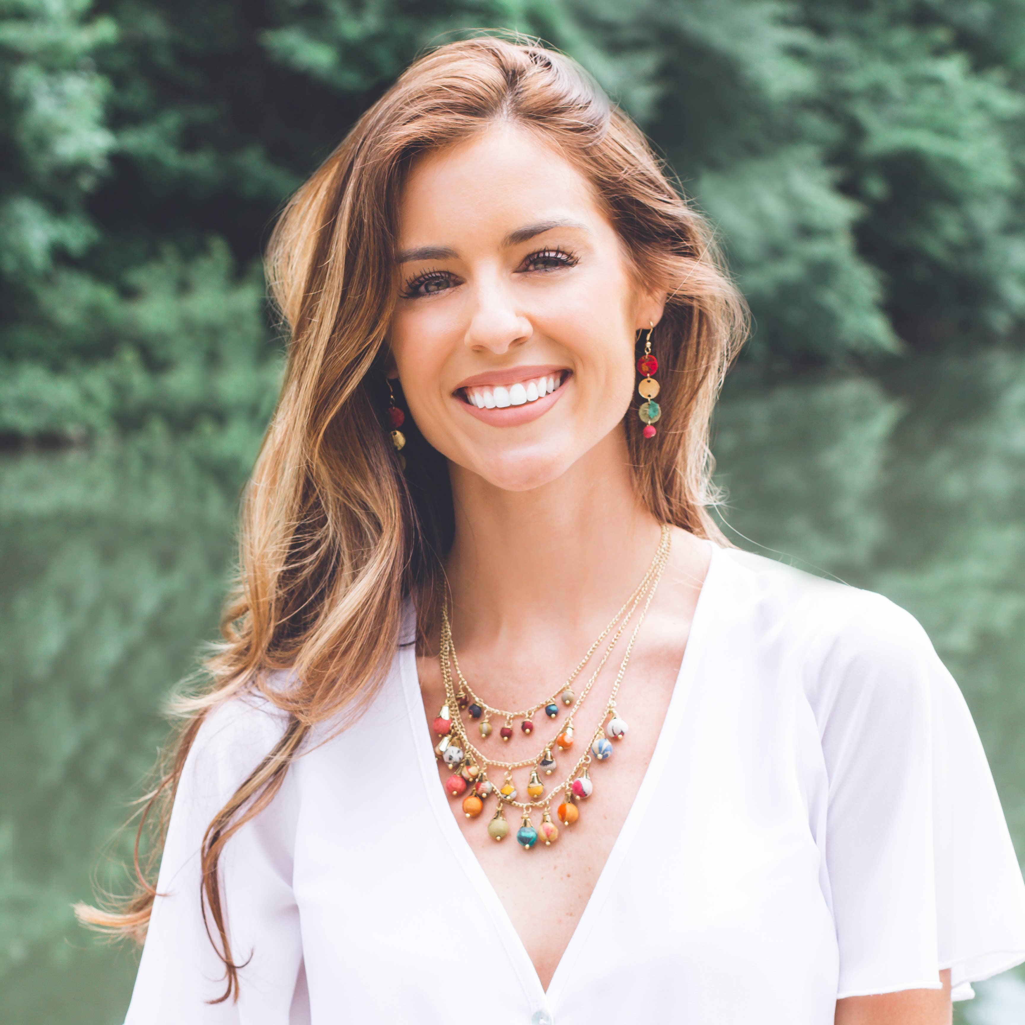 Aasha Row of Coin Beads Earrings