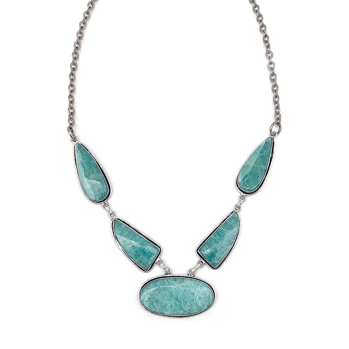 Handcrafted Kashi Semiprecious Stone Bib Necklace -Amazonite