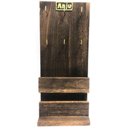 Wooden Cuff and Earring Display - 6 Hooks 2 Bracelet Shelves