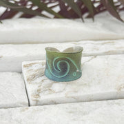Handcrafted Green & Blue Wave Patina Ring