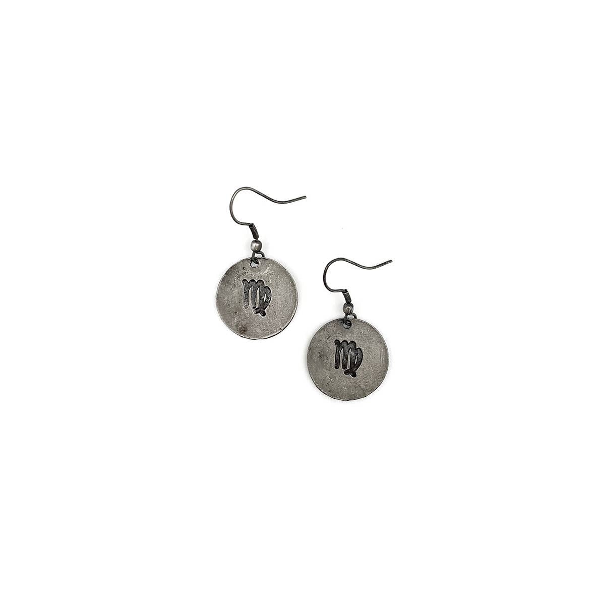 Virgo Zodiac Pewter Glyph Earrings