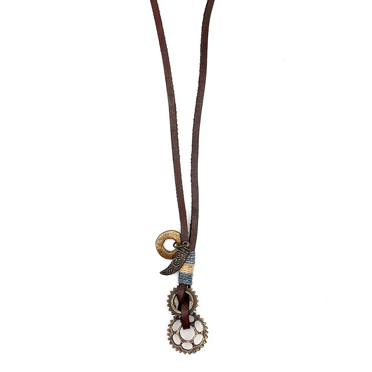 Aadi Suede Cord with Metal Gears Men's Necklace