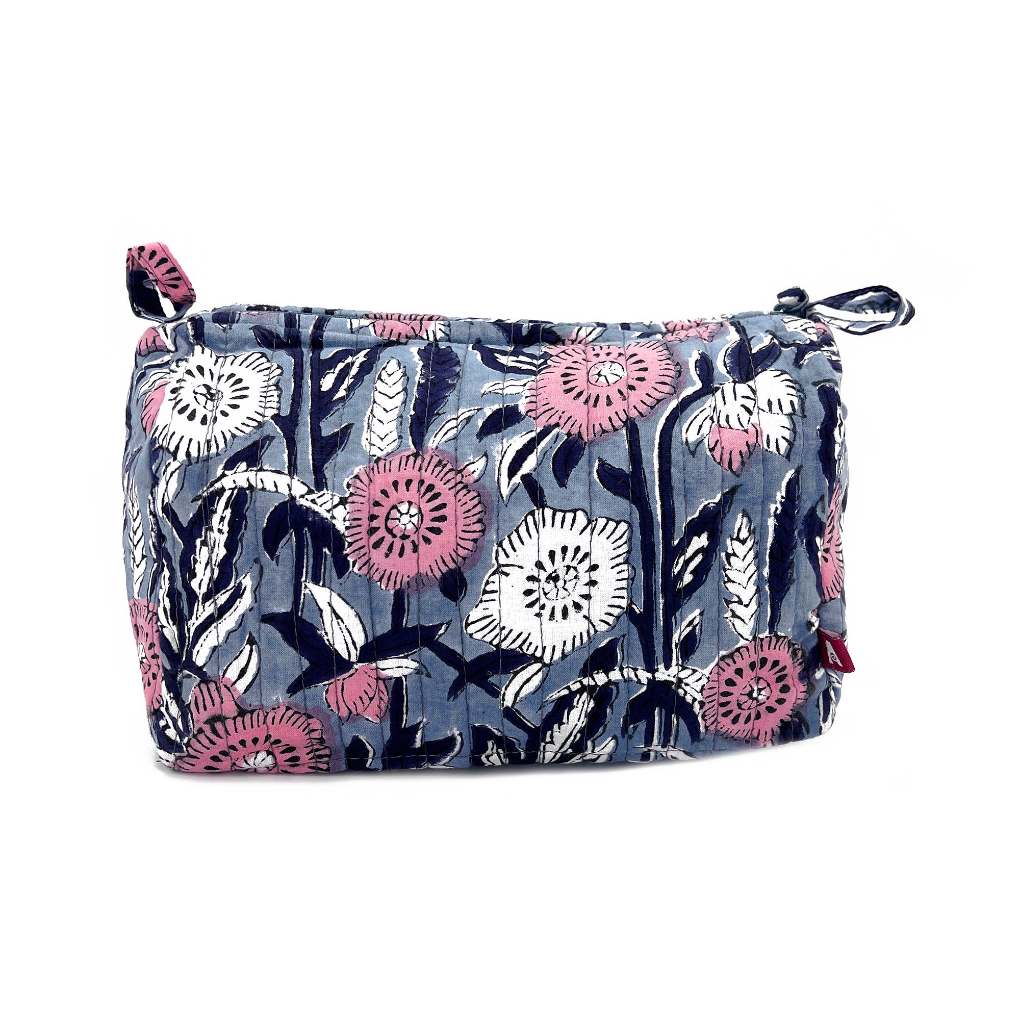 Midnight Blossoms Large Travel Kit - Block Printed Cotton