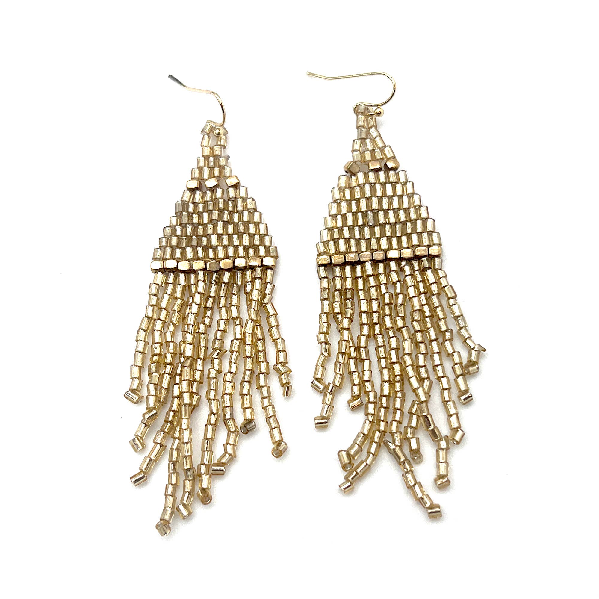 Seedbead Tapered Fringe Earrings - Multiple Color Styles