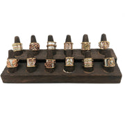 Narrow Mixed Metal Cuff Rings And Display