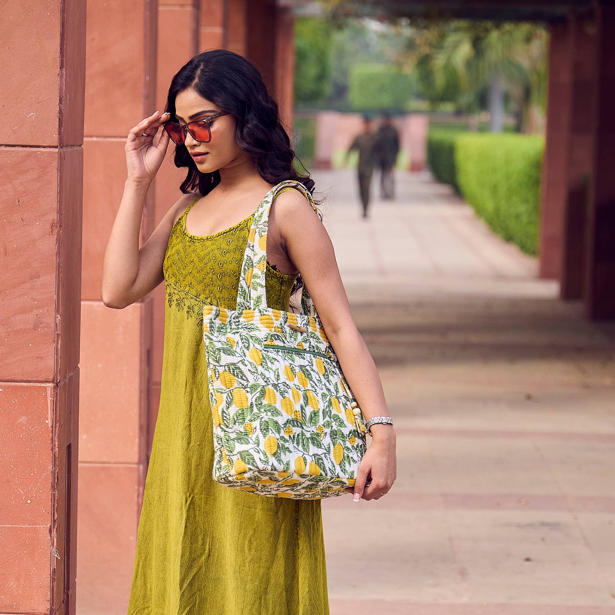 Lemon Grove Block Printed Shopper Tote