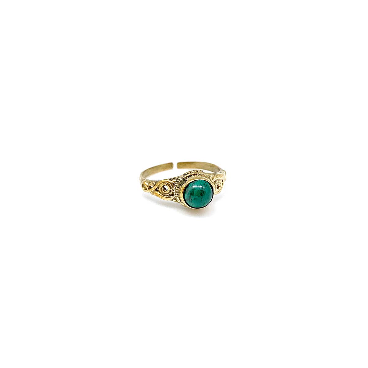 Tanvi Collection Ring - Gold Circle with Malachite