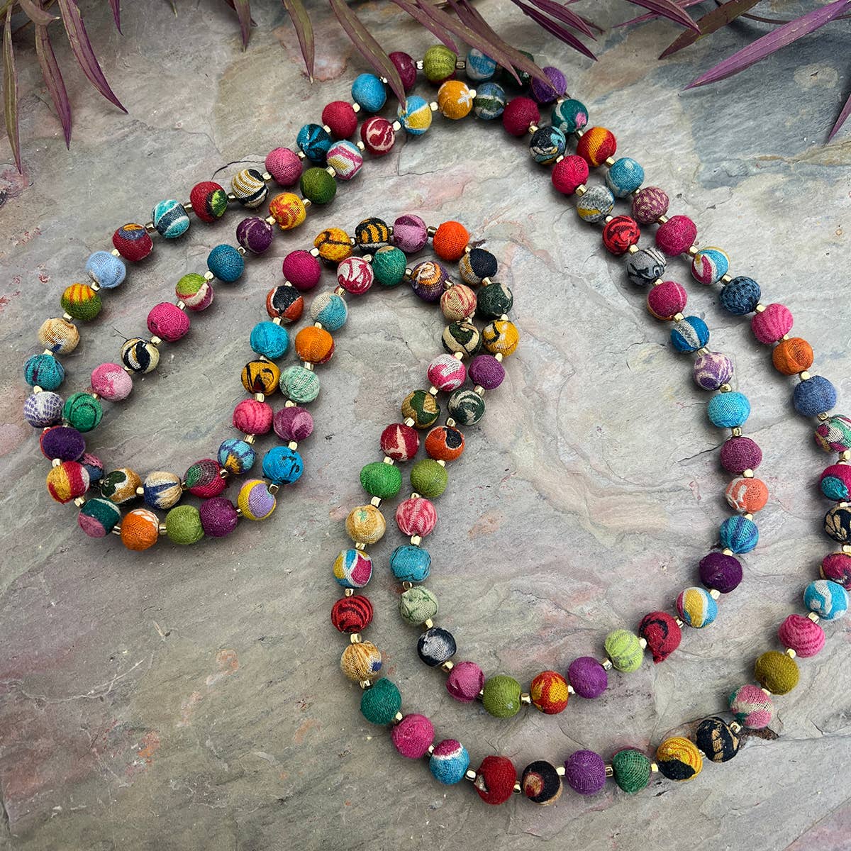 Aasha Beaded Wrap Layered Kantha Handcrafted Necklace