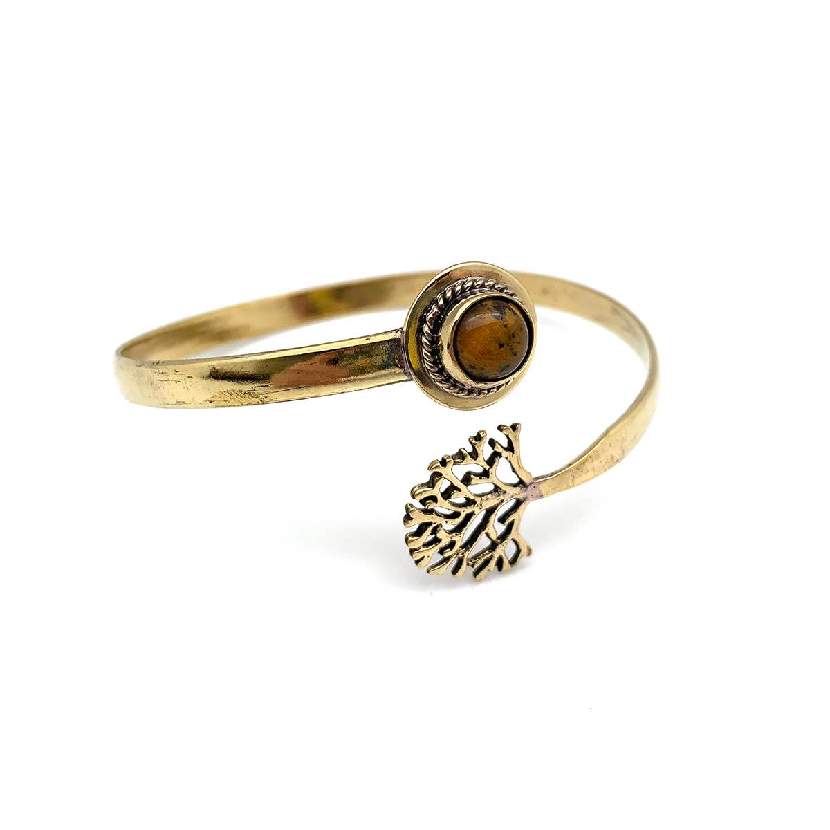 Tanvi Collection Bangle Bracelet - Gold with Tigerseye