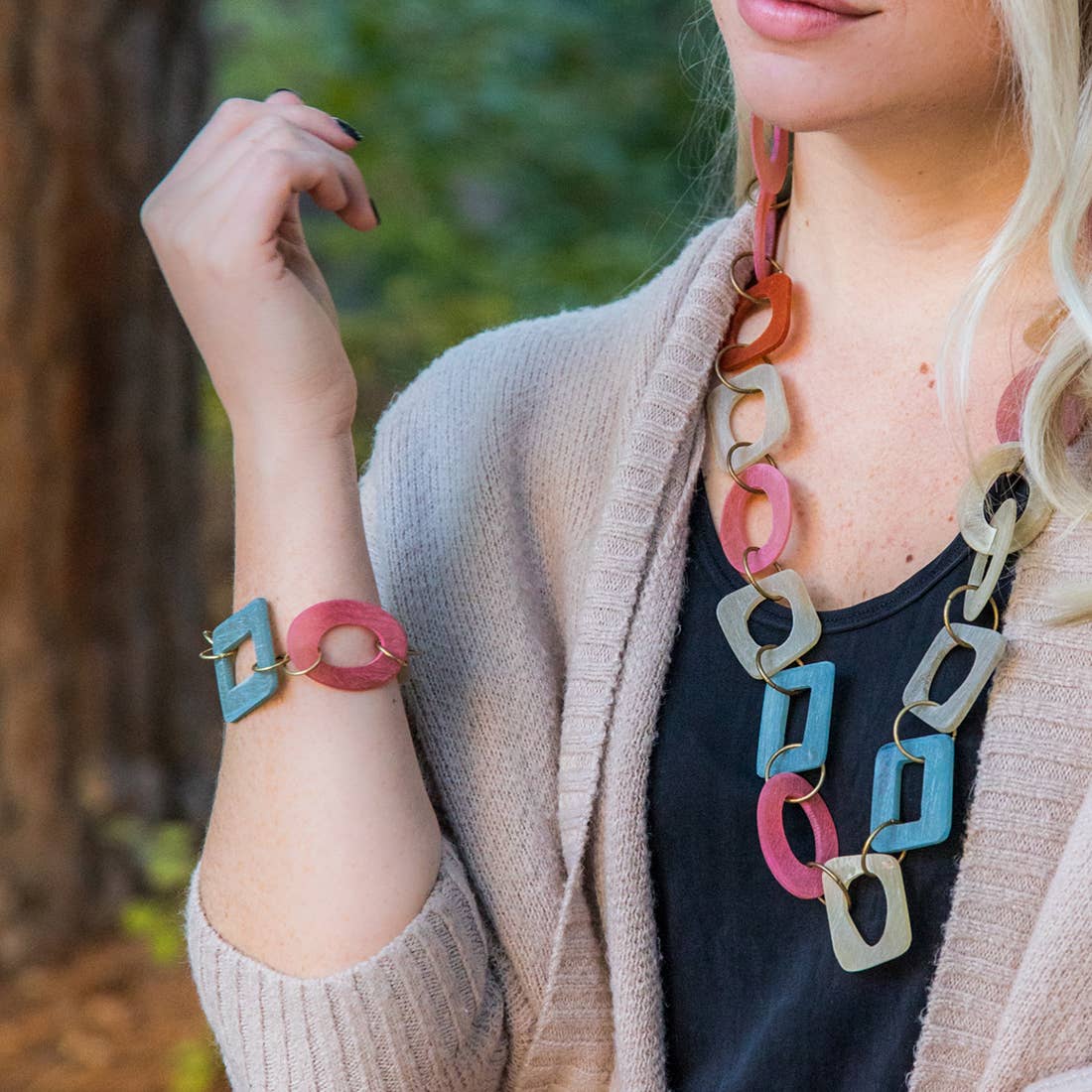 Omala Mixed Beads Linen Link Bracelet