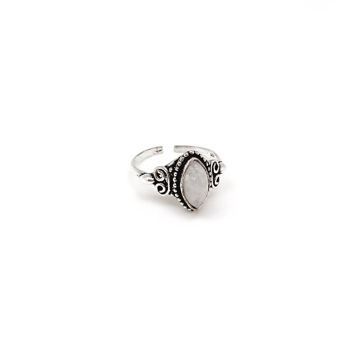 Tanvi Collection Ring - Silver Marquise with Moonstone