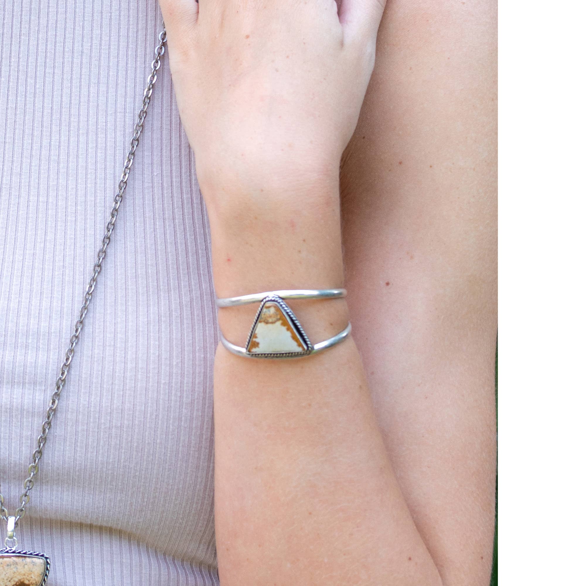 Kashi Semiprecious Stone Cuff Bracelet - Picture Jasper