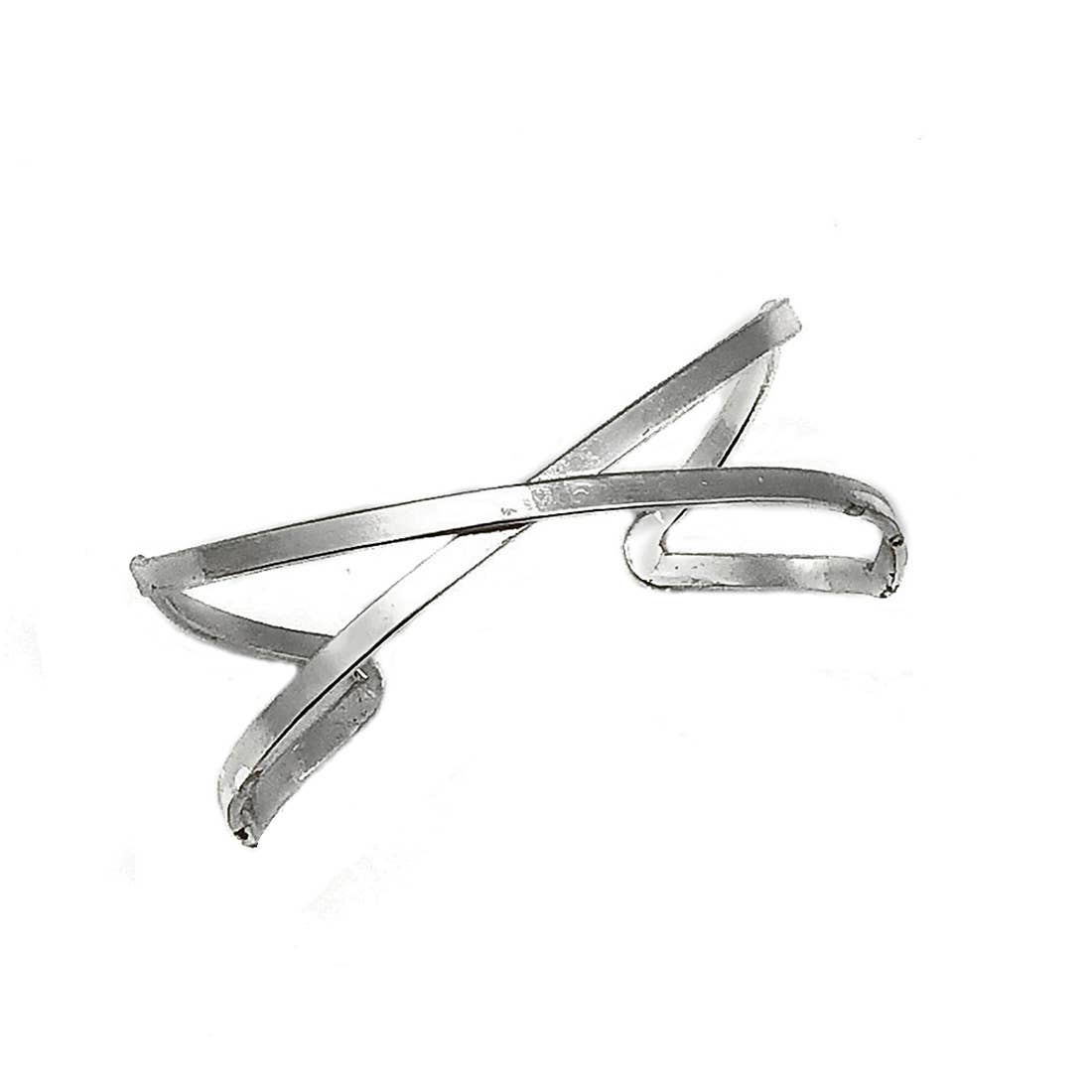Silver Plated Adjustable Cuff Bracelet - Narrow Single X