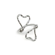 Silver Plated Adjustable Ring - Dual Hearts