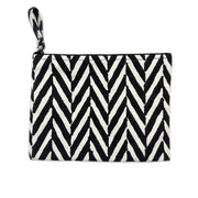 Block-Printed Canvas Zipper Pouch Bold Chevron