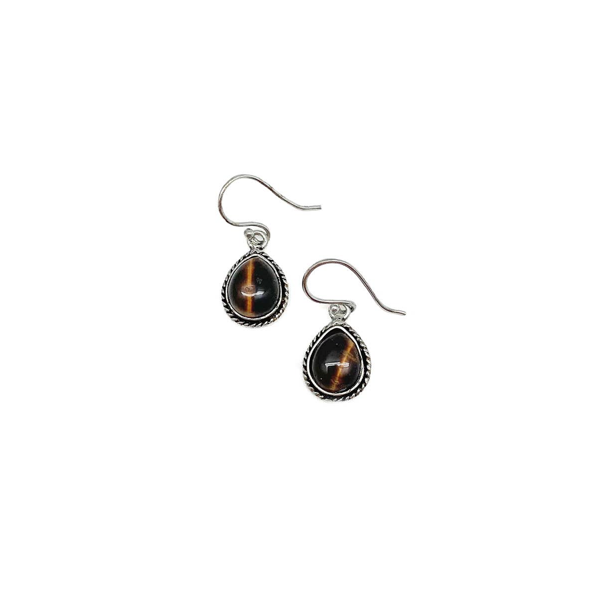 Handcrafted Semiprecious Small Stone Earrings - Tigereye