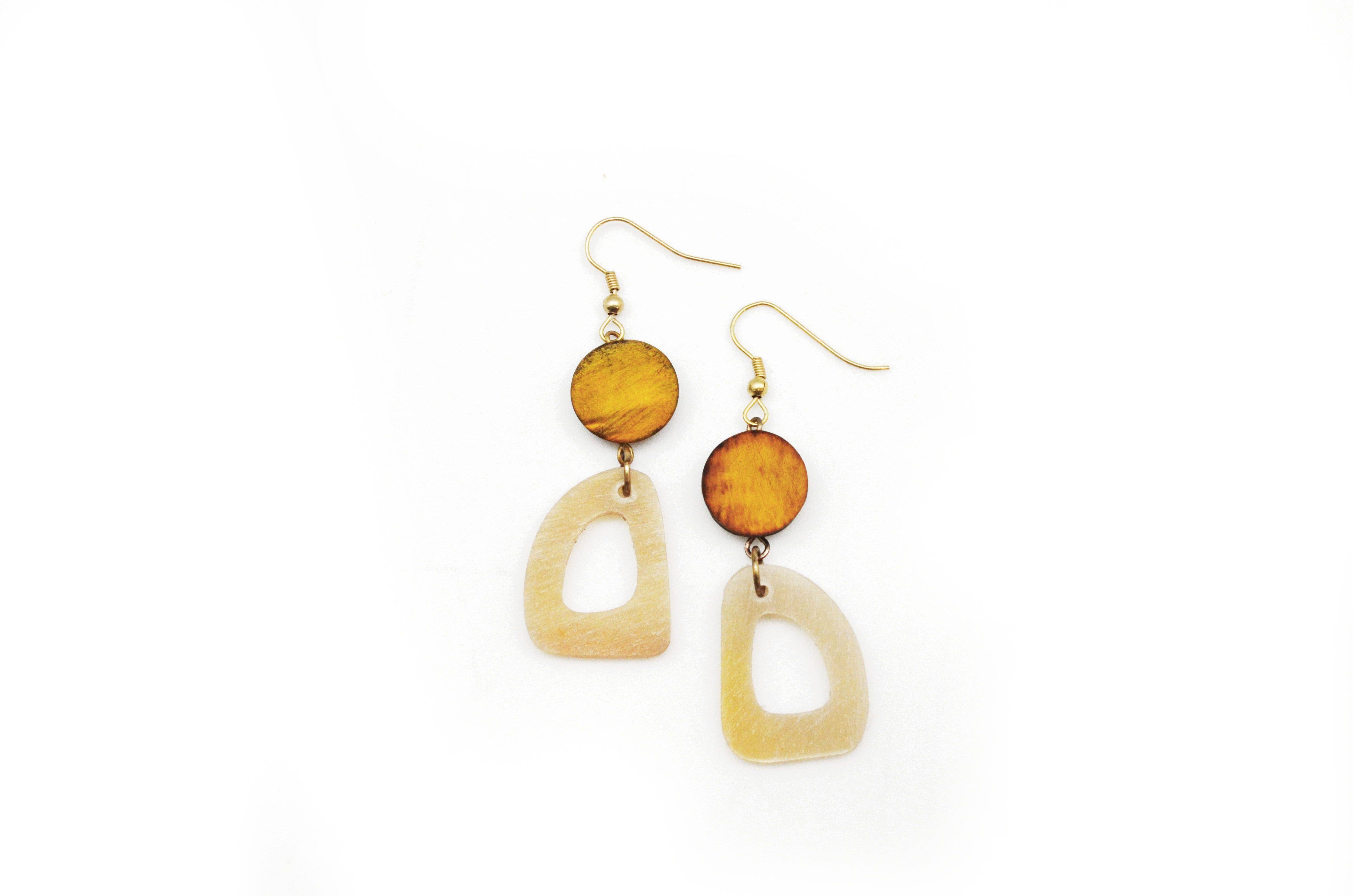 Omala Autumn Neutrals Collection Earrings - Two Beads