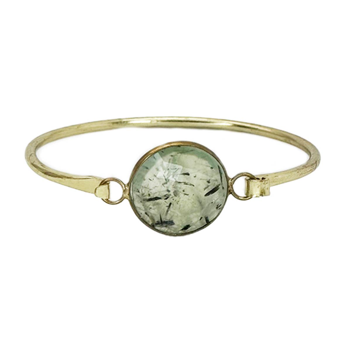 Gold Plated Bracelet with Semi-Precious Stone - Prehnite