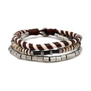 Aadi Striped Leather, Stone, and Metal Beads Men's Bracelet