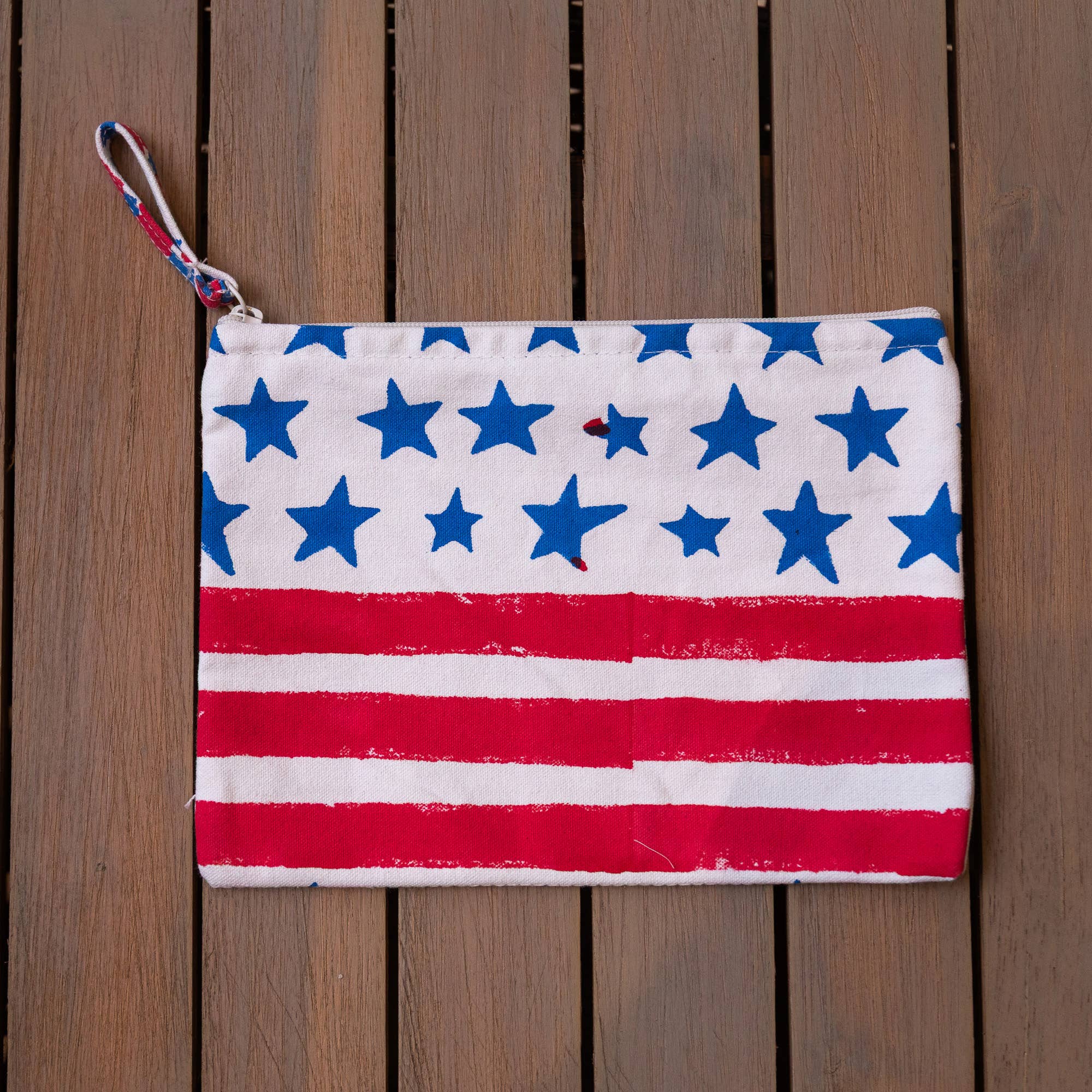 Handcrafted Canvas Pouch with Block-Printed Stars